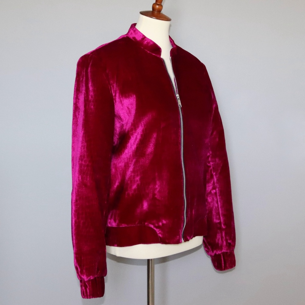 Croc Embossed Velvet Bomber Jacket Neiman Marcus 8 - Picture 7 of 8